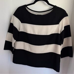 Ann Taylor Blouse Black and Cream 3/4 sleeve size s